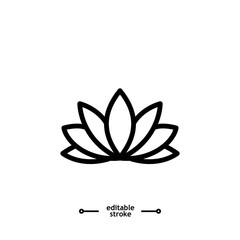 lotus flowers, Lotus, Lily Flower Icon. Spa icons button, vector, sign, symbol, logo, illustration, editable stroke, flat design style isolated on white linear pictogram
