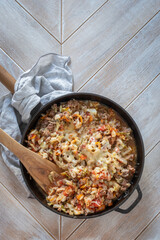 unstuffed beef cabbage rolls casserole in a pan