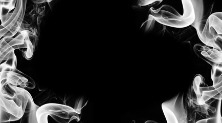 White smoke in a black background