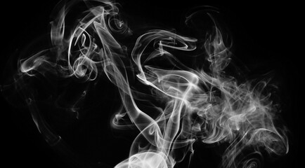 White smoke in a black background