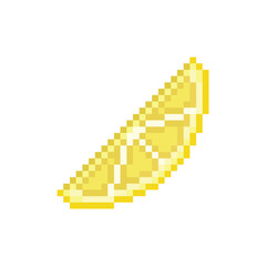 Half lemon slice vector icon. Pixel art. 8 bit logo for game. eps10