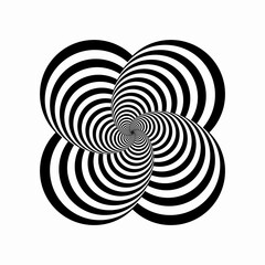 Optical illusion black lines,design element.Twisted lines on a white background.