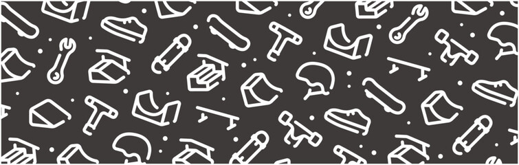Skateboarding icon pattern background wide banner