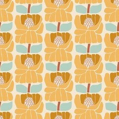 Abstract modern bohemian organic flower seamless pattern