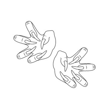 Monster hands icon. Vector image of hands or paws of a monster with claws in black lines on a white background.