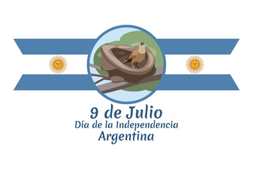 Translate: July 9, Independence day of Argentina vector illustration. Suitable for greeting card, poster and banner 