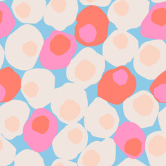 Bold polka dot seamless pattern. Big hand drawn dots, blobs, spots, blots, circles texture background