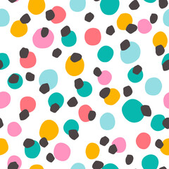 Fototapeta na wymiar Irregular polka dots seamless pattern in retro style
