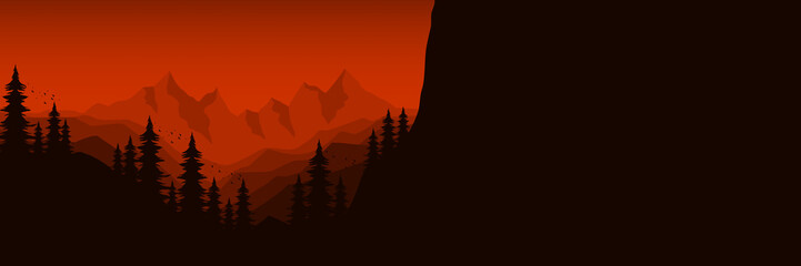 mountain landscape flat design vector illustration good for wallpaper, background, banner, backdrop, web, and design template