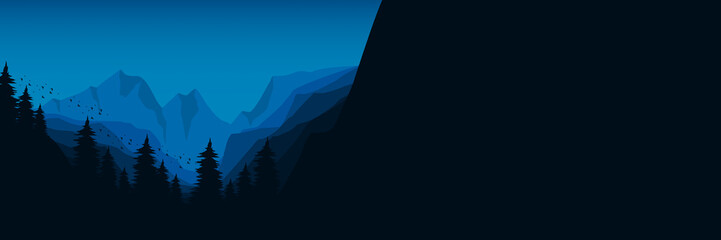 mountain silhouette landscape flat design vector illustration good for wallpaper, background, banner, backdrop, web, and design template