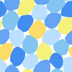 Bold geometric seamless pattern. Colorful dots, blobs, blots, circles cut out background.