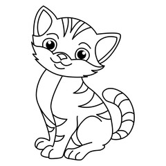 Cute cat cartoon coloring page illustration vector. For kids coloring book.