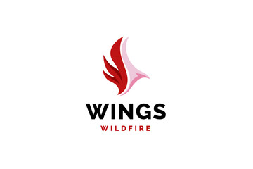 Wing bird with flame logo design vector illustration.