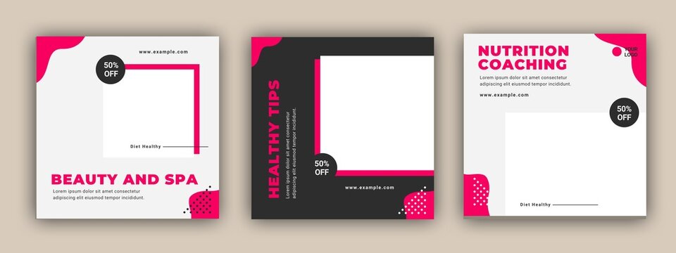 Creative social media post template collection memphis, Set of Editable minimal square banner template, Suitable for social media post, Vector illustration with photo college.