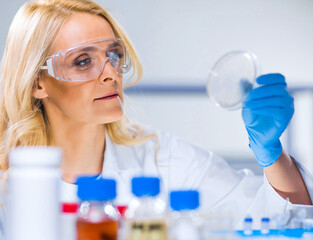 Fototapeta premium Monkeypox Research Laboratory. Professional Workers of a Modern Futuristic Lab. Monkey Pox Experiments in Clinic Hospital. Science and Modern Technology Concept.