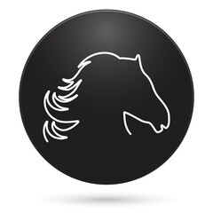 Horse icon, black circle button with gradient. Vector illustration.