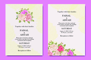 wedding invitation design with rose
