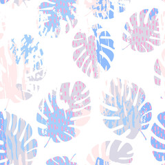 Obraz premium Abstract tropical leaves with texture, scribble, brush strokes background
