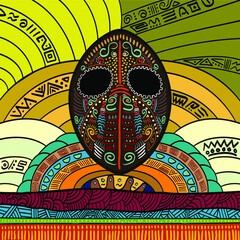 Vector illustration in African style. Mask.