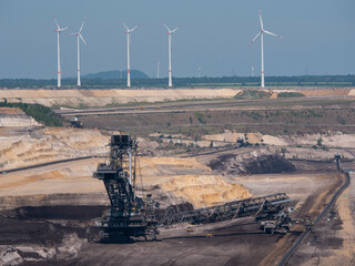 Huge Machine at Opencast lignite mine in the Rhenish lignite mining area near Düren