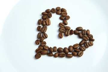 coffee beans heart on white