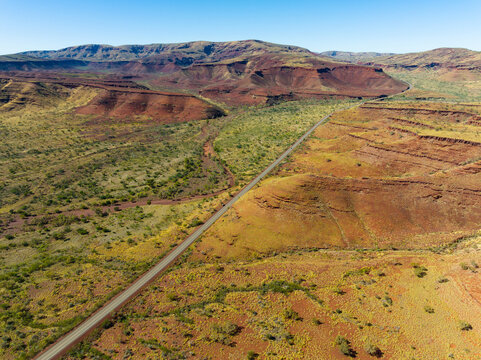 Aerial View Of Great Northern Highway In The Pilbara Region Of Western Australia