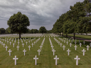 White Crosses at American Military Cemetery in Margraten, Limburg, The Netherlands. Second World War Cemetery