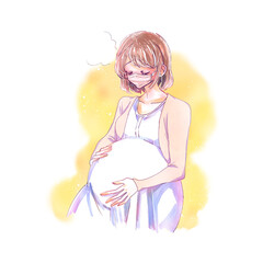 苦しそうな妊婦さん