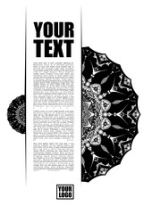 Mandala preto e branco com espaço para texto em vetor