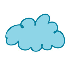  A small blue cloud with a stroke. Vector illustration in hand drawn style