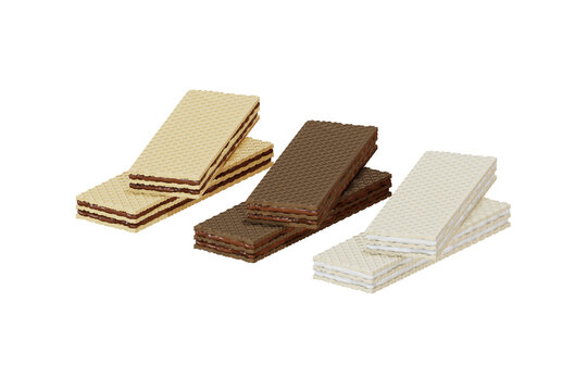 Wafer set chocolate and  white chocolate , for product and packaging , with clipping path , isolated on white  background , 3D Rendering illustration