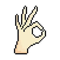 Fototapeta premium Okay vector icon. Pixel art. 8 bit logo. eps10