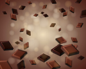 Background with chocolates, milk chocolate and dark chocolate, sweet background for use in design