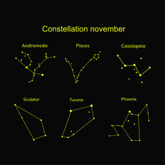 Group of constellations on a  black background