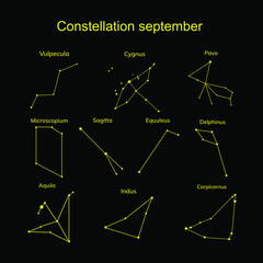 Group of constellations on a  black background