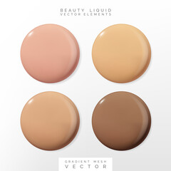 Vector 3D Illustration Beauty or Cosmetics Liquid Palette for Foundation, Corrector, Concealer or Cream Products.