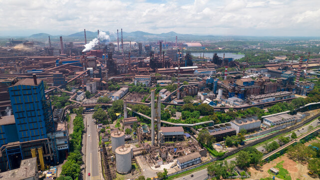 Aerial view of an Industrial city in India