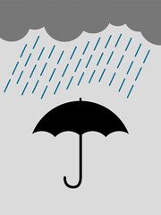 Vector illustration of umbrella under the rain.