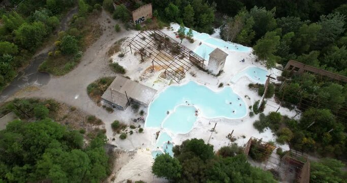 Bagni San Filippo hot springs - aerial back travelling