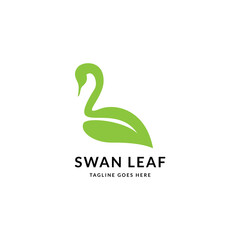 Green leaf swan logo icon vector.