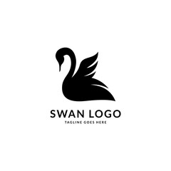Abstract flying swan logo vector template.