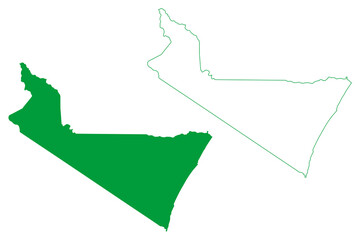Mucuri municipality (Bahia state, Municipalities of Brazil, Federative Republic of Brazil) map vector illustration, scribble sketch Mucuri map