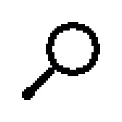 Magnifying glass/ search vector icon. Pixel art. 8 bit logo. eps10