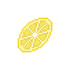 Lemon slice vector icon. Pixel art. 8 bit logo for game. eps10