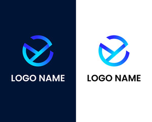 letter y and c modern logo design template - obrazy, fototapety, plakaty