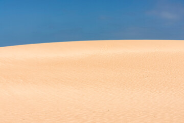 the contrast of the clear sand of the Corralejo dunes with the blue of the sky