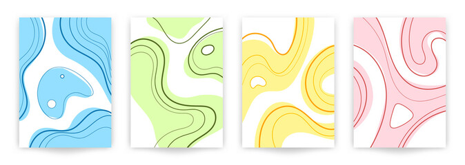 Fototapeta premium Abstract Cover page Templates Background free forms graphic cover page set Universal abstract cute natural fluid design in pastel colors applicable for notebooks, planners, brochures, book