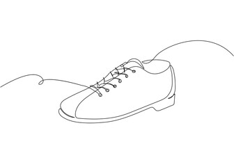Bowling shoe one line art. Continuous line drawing of entertainment, sport, hobby, footwear, tournament, game, activity, competitive, leisure, professional, play.