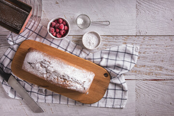 Fototapeta na wymiar Sweet white bread with powdered sugar