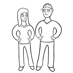  coloring models of a pair of girls and men arm in arm